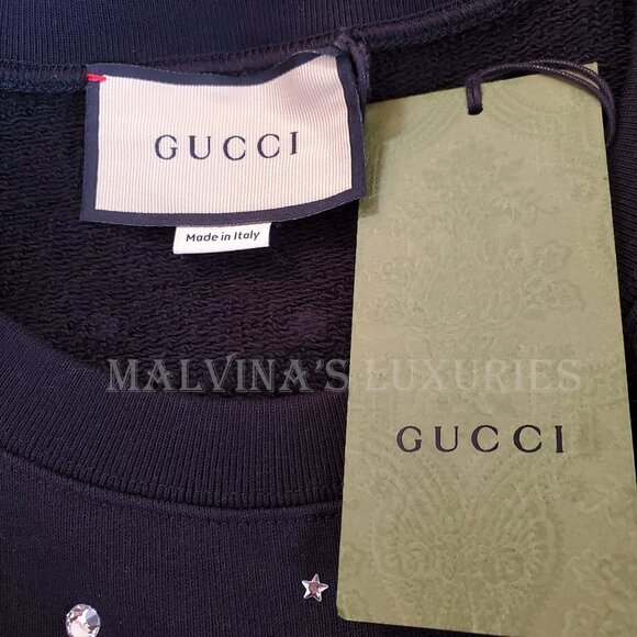 GUCCI SWEATSHIRT BLACK COTTON UNIVERSAL STUDIOS HOLLYWOOD CRYSTAL TOP sz L - Picture 14 of 15